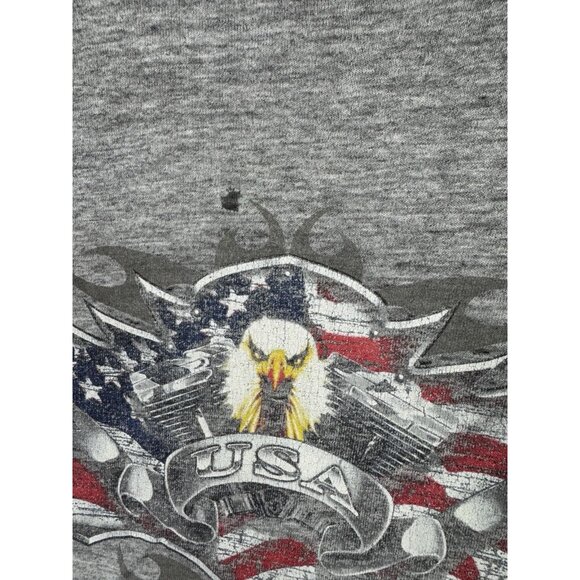 Vintage Y2K USA Eagle America Flag Grey Shirt Medium Tribal Signal Grey Faded T - Picture 10 of 16